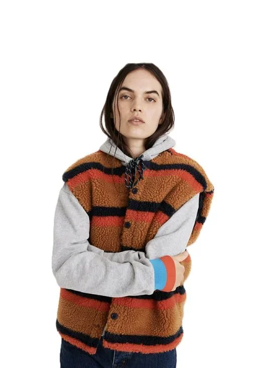 NWT Madewell x Kule Sherpa-Lined Oversized Jean Jacket Removable Vest Lining XS - Picture 3 of 10